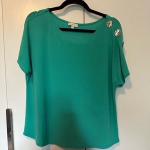 Green and gold accent dress shirt size large